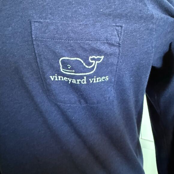 Vineyard Vines Mens T-Shirt XS Long Sleeve Heathered Vintage Whale Pocket Navy - Picture 7 of 8